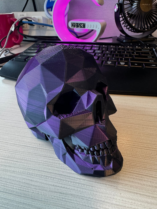 Lowpoly Skull - Dual Color Silk - Black and Purple