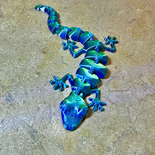 7" Gecko Lizard - Tri-Color Purple-Blue-Yellow